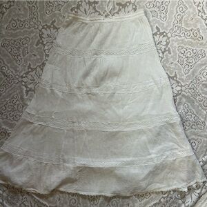Lace Trimmed White Maxi Skirt